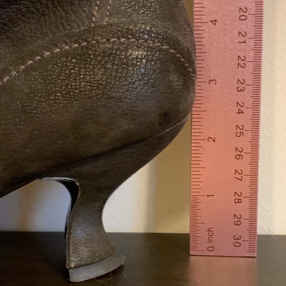 Prada brown suede low heel seamed booties 38.5 - Picture 10 of 10